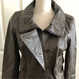 Rezrekshn by Esther Chen Brown Leather Sweater Jacket Sz M